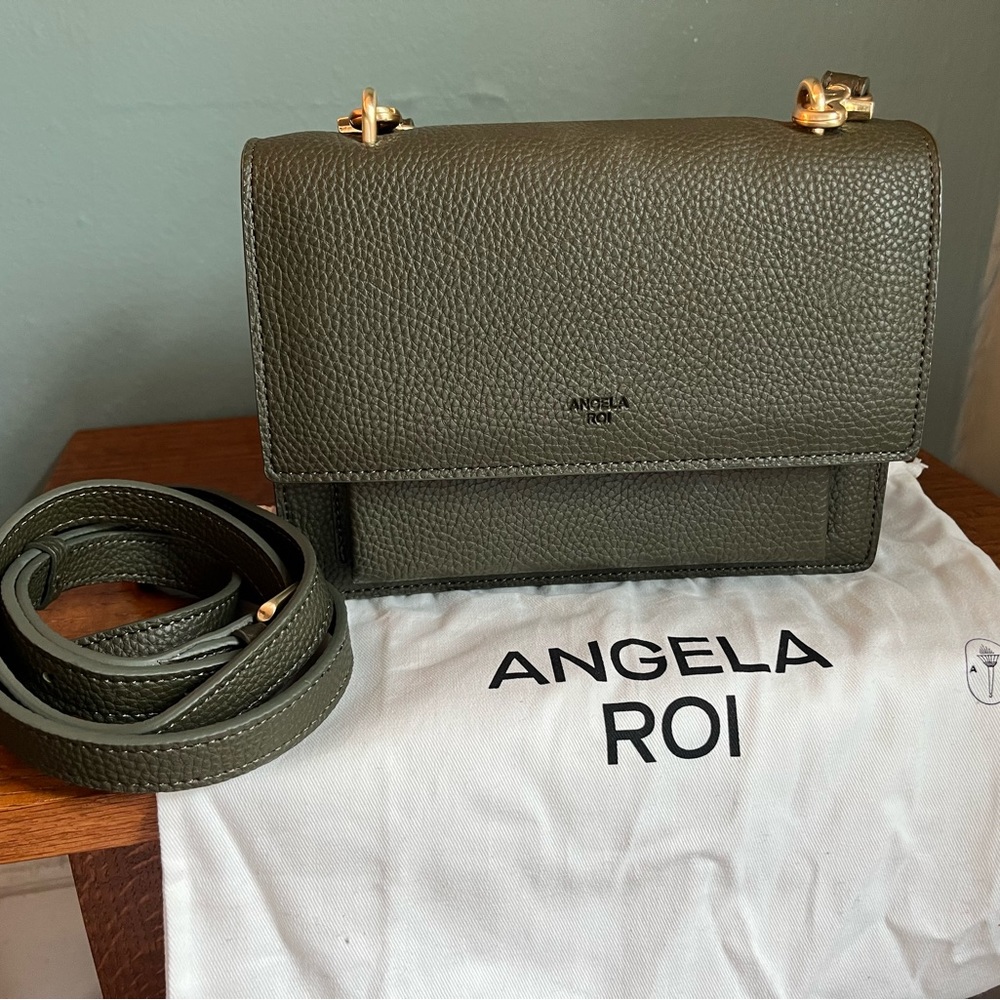 Angela Roi Eloise Satchel Signet Deep Olive crossbody handbag
